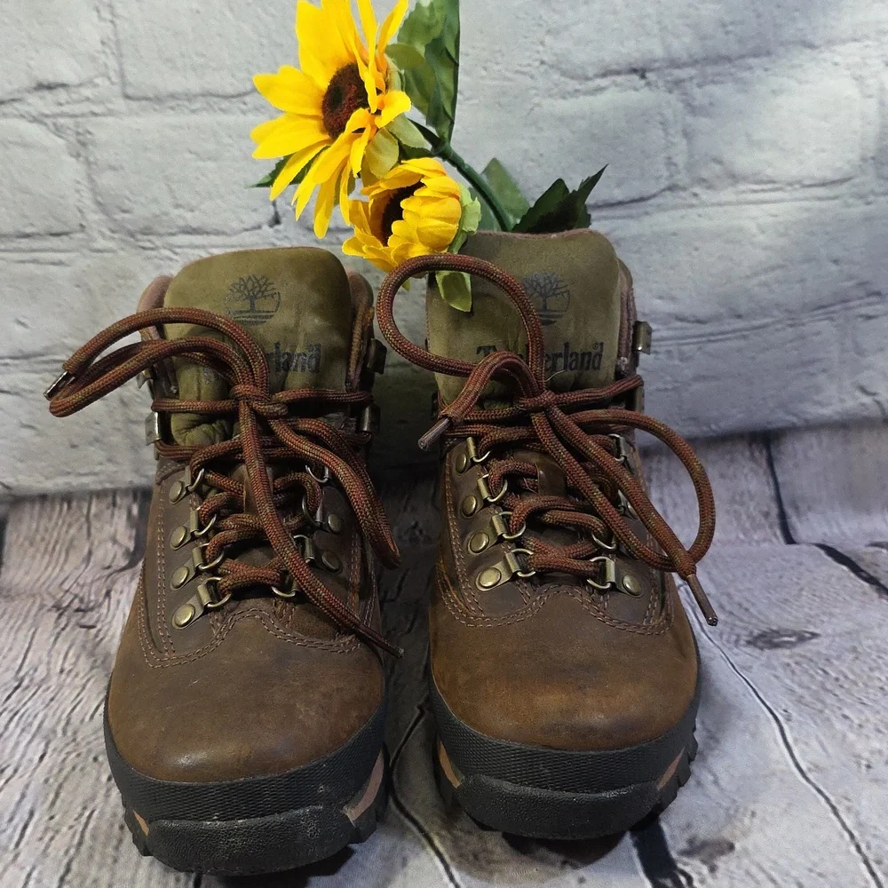 Timberland Euro Hiker Women's Boots Olive and Brown Sz 7 - Picture 12 of 13